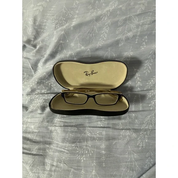 Ray Ban 5169 8119 Blue Tan Rectangular Eyeglasses Frames 52-16-140 with Case