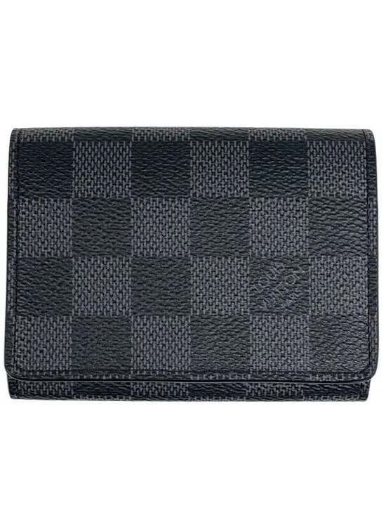 Louis Vuitton Envelope Business Card Holder Case Damier Graphite Black
