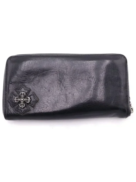 Chrome Hearts Rec Zip Filigree Plus Round Zip Wallet Black