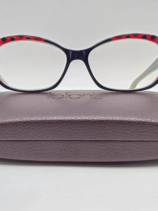 Jean Lafont Paris Tarentelle 3043 Blue Red Cat Eye Eyeglasses Frame w/ Case 53mm