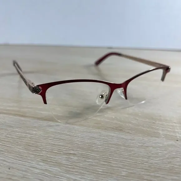Ann Taylor Luxury Petite ATP012 C02 Half Rim Eyeglasses Red Frame Only 50-16-130