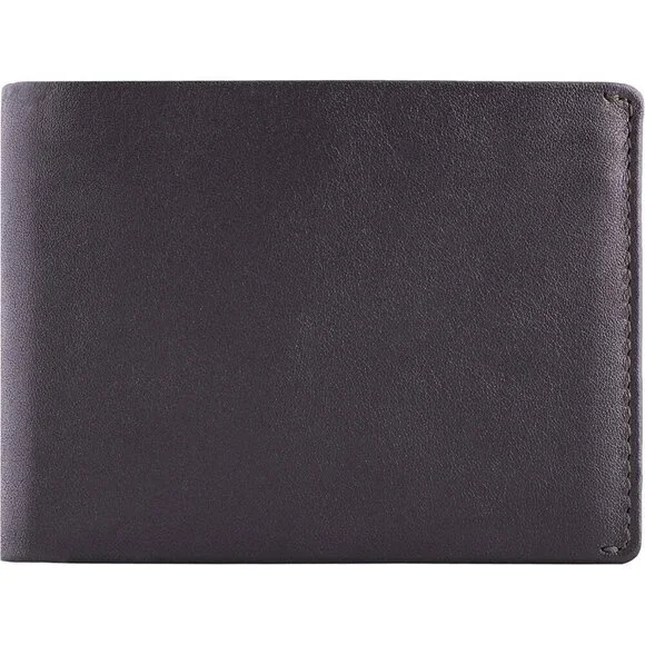 Men's Napa Espresso Brown Leather Bifold Wallet Card Top Slip Flip Pockets