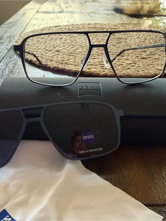 ZEISS Black Aviator Sunglasses with Removable Lens