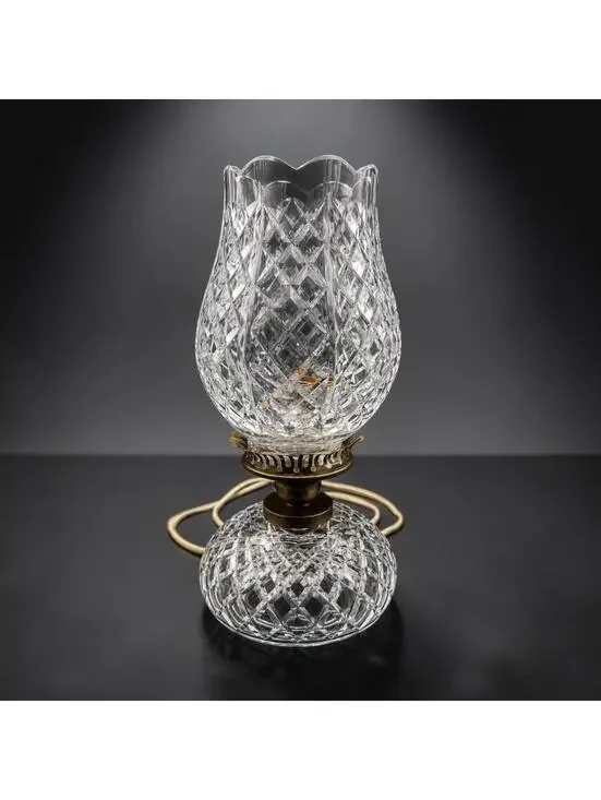 Vtg Waterford Crystal Electric Hurricane Lamp Accent Light 13