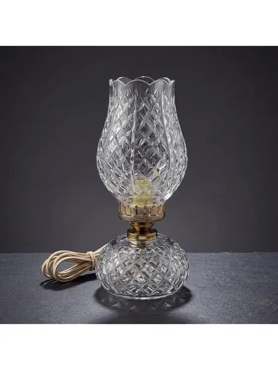 Vtg Waterford Crystal Electric Hurricane Lamp Accent Light 13