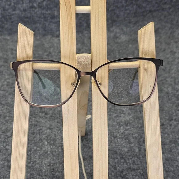 Linda Evans Eyeglasses Women Brown Cat Eye Half Rim 54-15-140 387