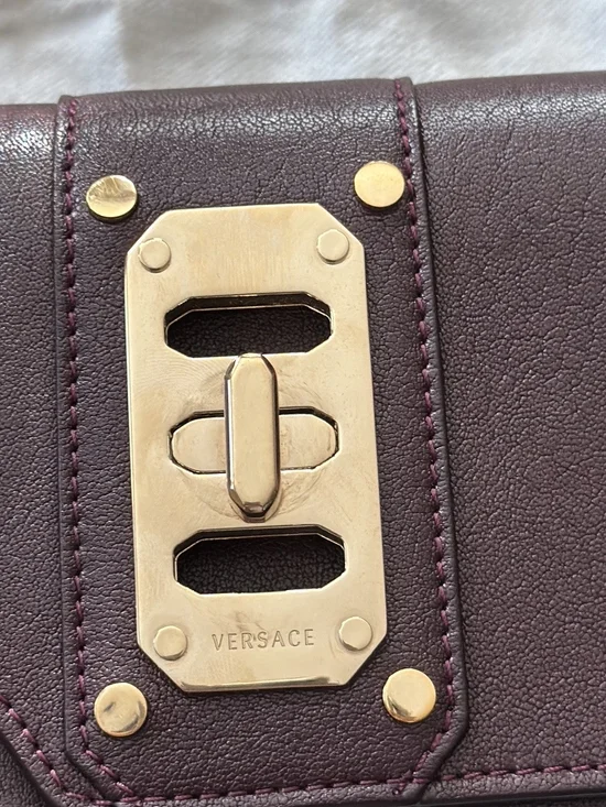 Versace Women's Plum Leather Crossbody with Gold Hardware