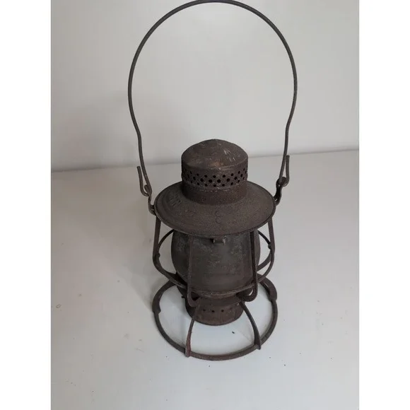 Vintage Railroad Lantern PRR Pennsylvania Railroad Keystone Logo Lid Dressel