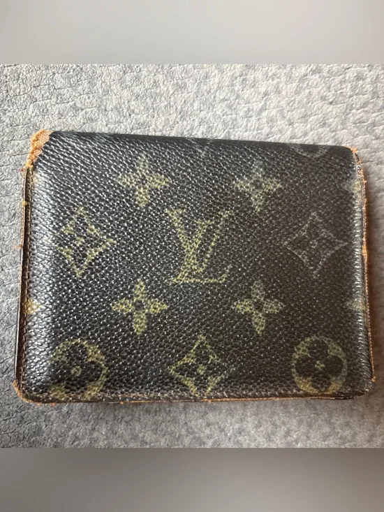 Louis Vuitton LV Monogram Bifold ID Holder & Credit Card Wallet Brown Authentic