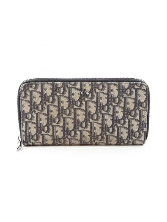 Dior Round Wallet Oblique Navy Canvas