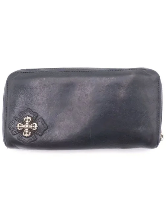 Chrome Hearts Rec Zip Filigree Plus Round Zip Wallet Black