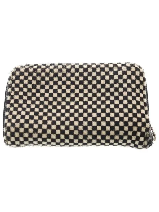 Chrome Hearts Rec Zip Mini Round Zip Calf Hair Leather Wallet