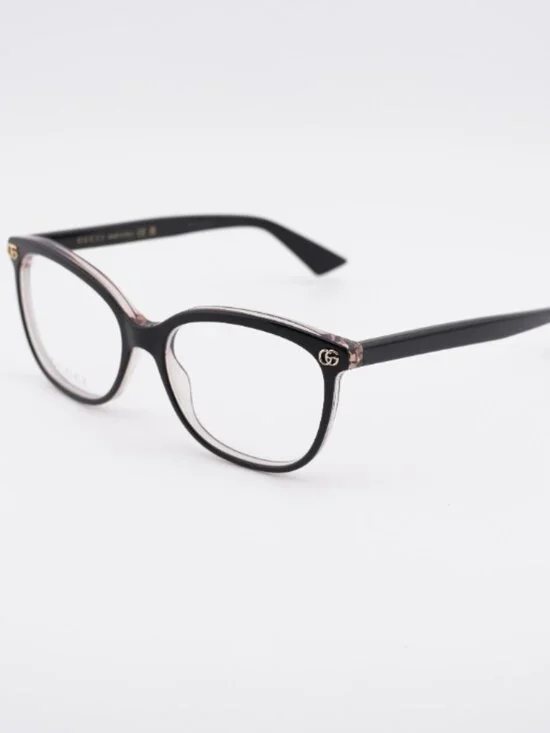 Gucci GG1816O 007 Eyeglasses Black on Pink Crystal 54mm Cat Eye Frame
