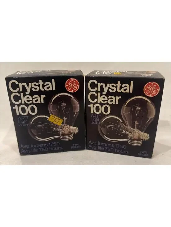 GE Crystal Clear 100W Clear Light Bulbs 2-2 Pack