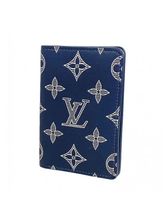 Louis Vuitton Card Case Monogram Shadow Organizer de Poche Blue Marine