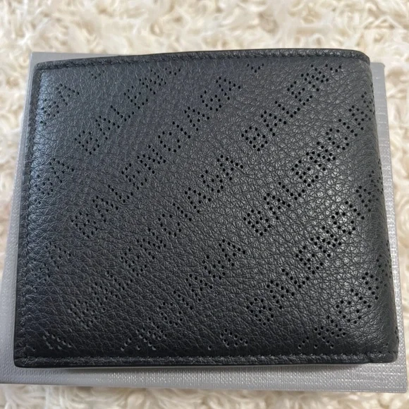 BALENCIAGA Perforated Logo Leather Bifold Wallet