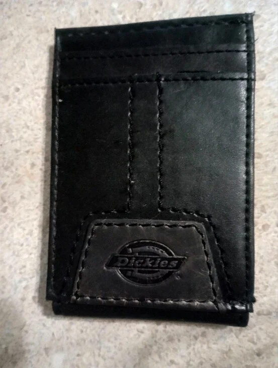 Dickies Black Leather Minimalist Card Wallet