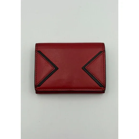 Givenchy Paris Trifold Wallet Men's Red Leather Black Trim Fashion Card Holder