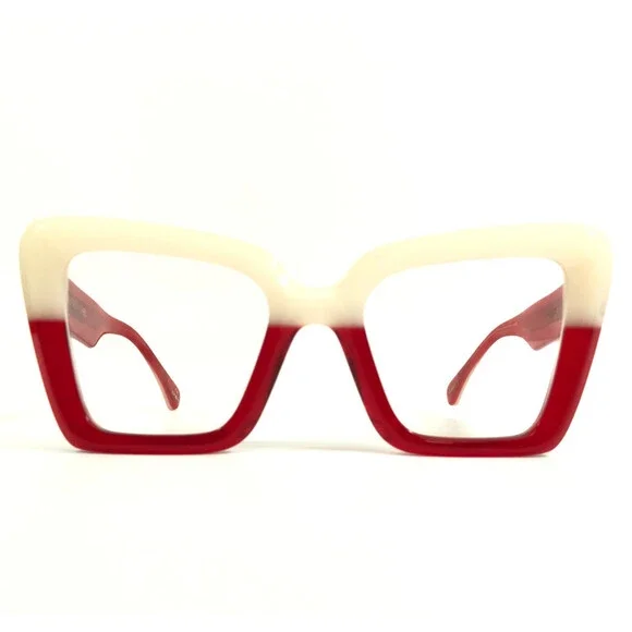 Alfred Kerbs Eyeglasses Frames AMANY RDBE Red Beige Thick Cat Eye 51-22-140