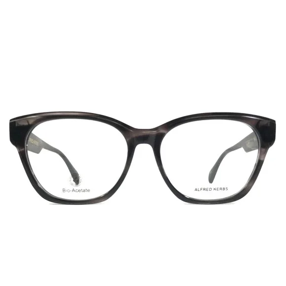 Alfred Kerbs Eyeglasses Frames MIO BK Black Gray Marble Horn Full Rim 54-16-135