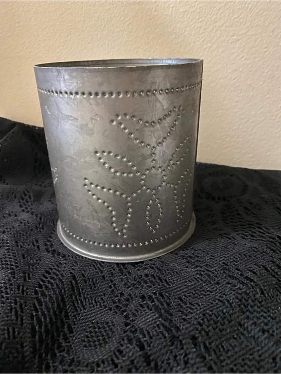 Hand Crafted Metallic Silver Punched Metal Lantern Holder