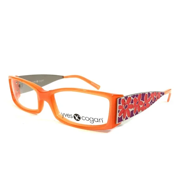 Yves Cogan Eyeglasses Frames YC 779 ORG Orange Red Purple Floral 52-17-130