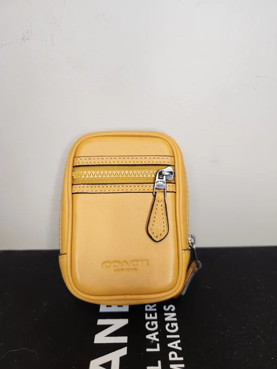 COACH Yellow Leather Zip Pocket Pouch