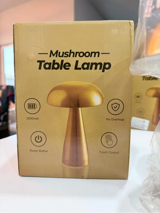 Mushroom Table Lamp, a cordless and rechargeable decorative lighting fixture