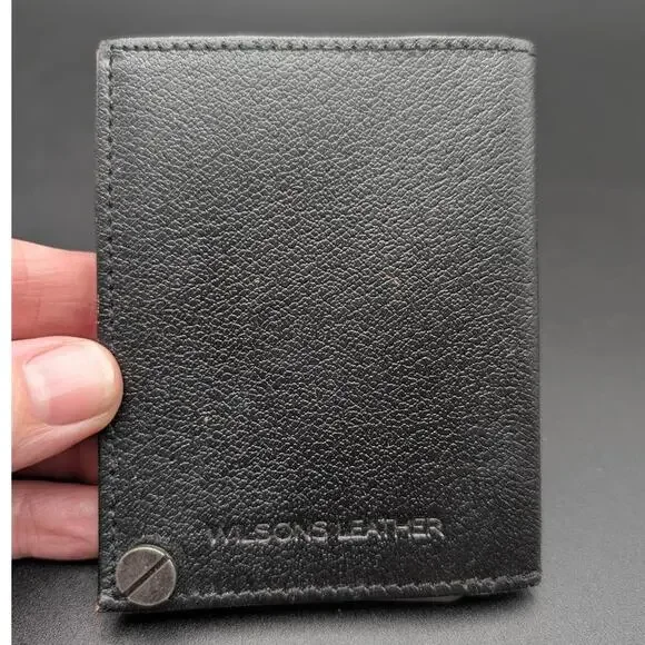 Wilsons Leather Card Holder Black with 10 Plastic Card Inserts Organizer Storage