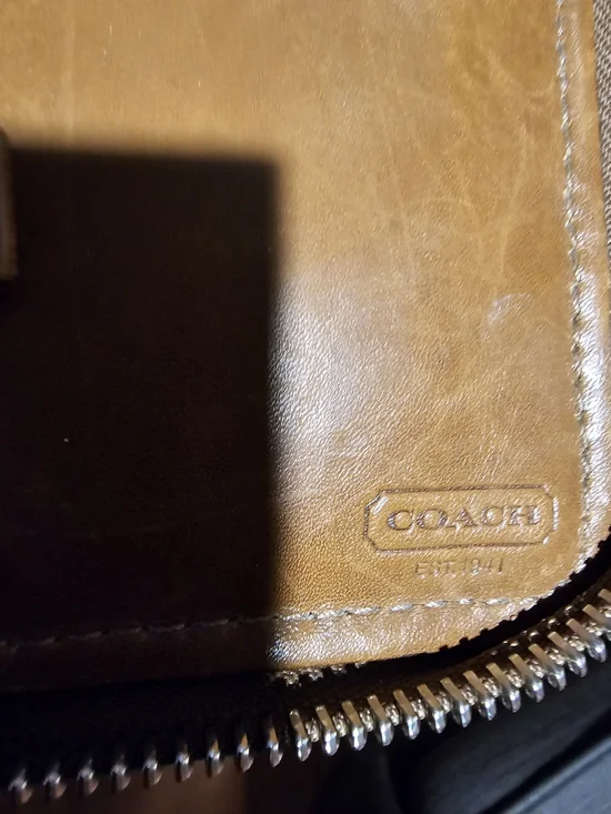COACH Tan Leather Zip Wallet