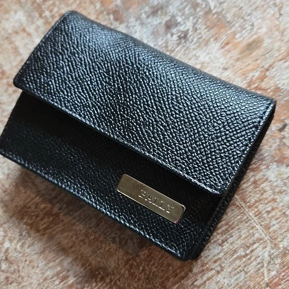 BALLY Authentic Black Leather Key/Card Cash Holder NWOT UNISEX (BIN 005)