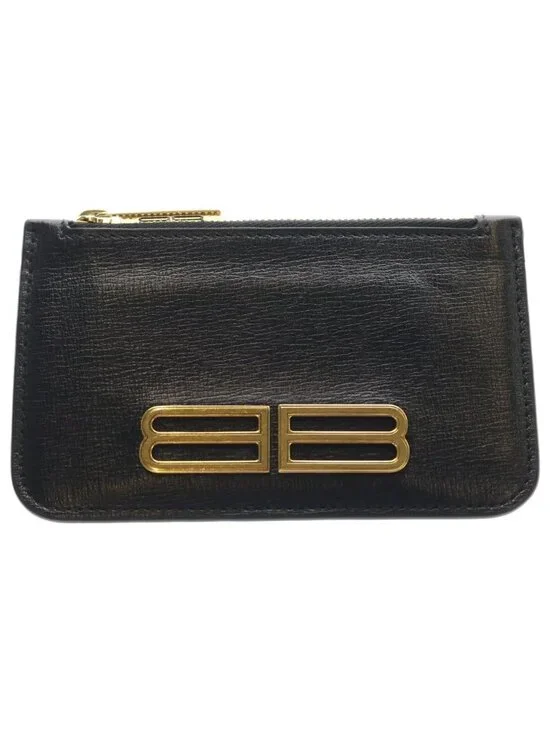 Balenciaga BB Coin Card Holder Case BB Logo Black