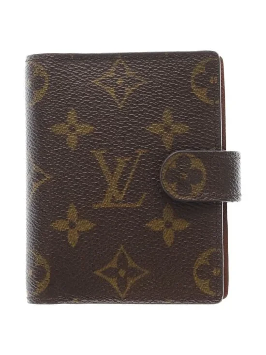 Louis Vuitton Monogram Agenda Mini Leather Notebook Cover Card Case Brown