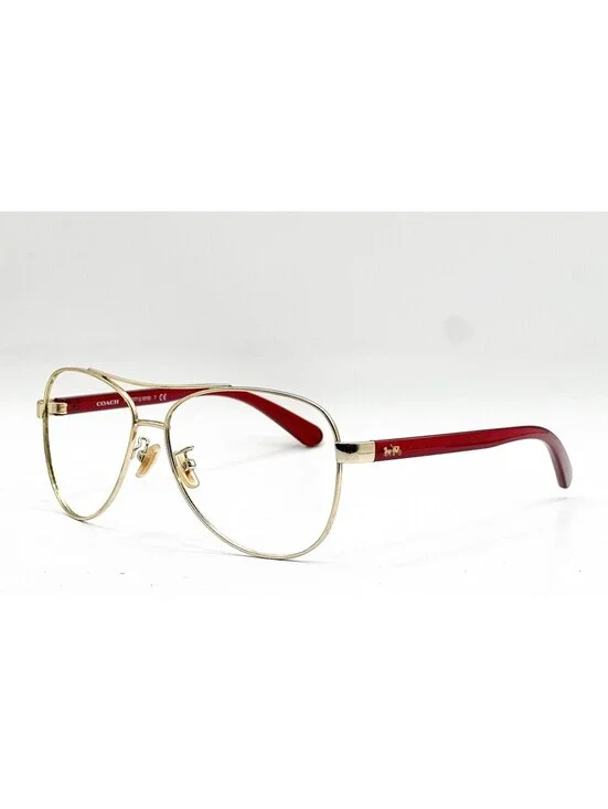 Coach Hc 7077 90058H Shiny Light Gold Burgundy Authentic Eyeglasses 58-14-140