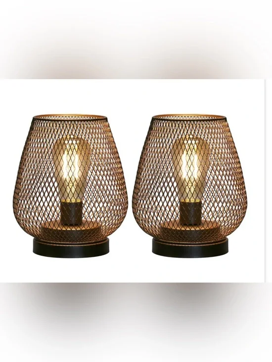 JHY DESIGN Set Of 2 Metal Cage LED Lantern