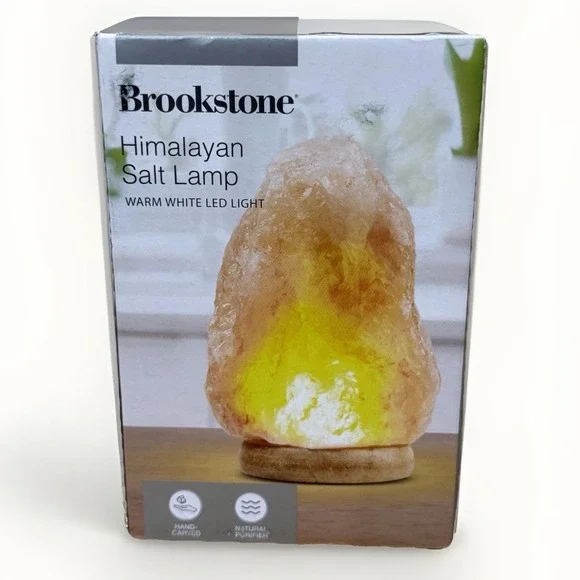 Brookstone Himalayan Salt Lamp Warm White LED Natural Glow Light NWT Decor