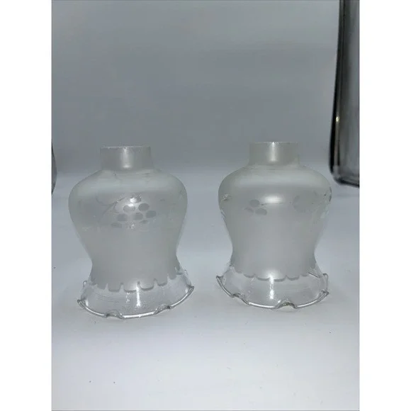 Vintage Tulip Frosted Cut To Clear Glass Shade Lamp Light 5
