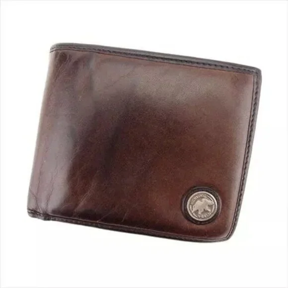 HUNTING WORLD Wallet Purse Brown Batu Cross Leather Woman Authentic Used