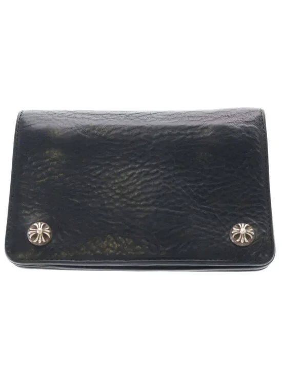 Chrome Hearts Cross Ball Button Leather Wallet Black