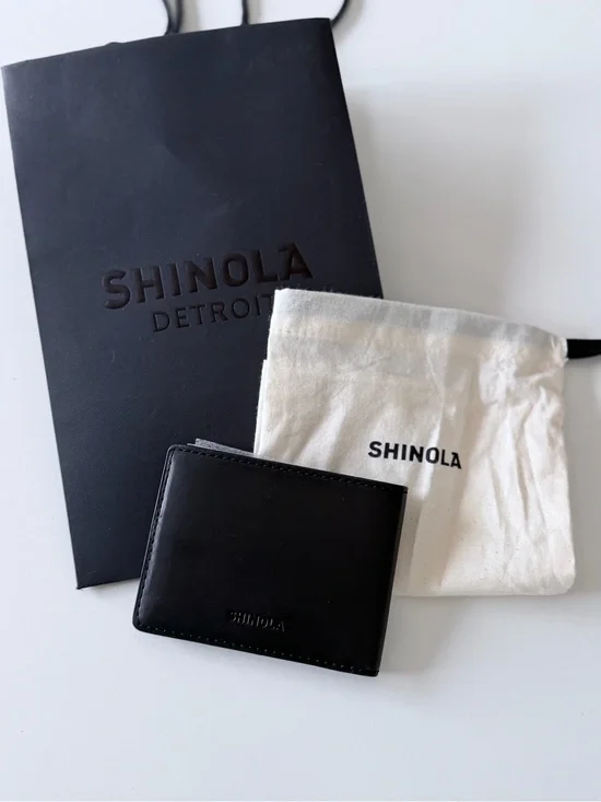 Shinola Black Leather Bi-Fold Wallet