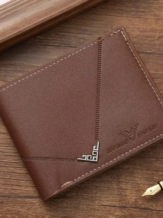 NEW Dark Brown Color Lightweight Men's Slim Bifold Vegan Leather Pocket Wallet