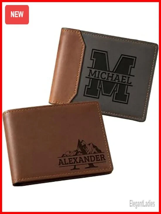 Custom RFID Blocking Bifold Wallet for Men, Crazy Horse Leather, Personalized