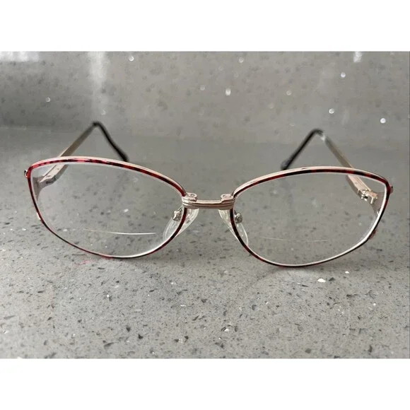 EYEGLASSES ECCA WM 5008 AM TORTOISE GOLD METAL FRAMES ONLY 52-18-135 red round