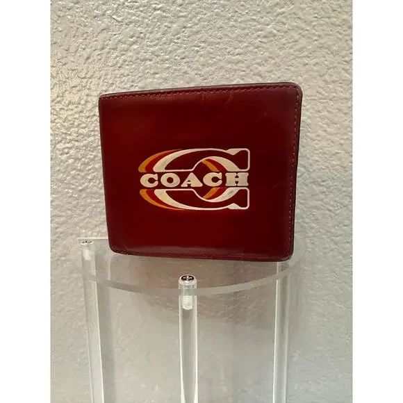 Coach Vintage 70s-Style Graphic Logo Billfold Wallet 🔴