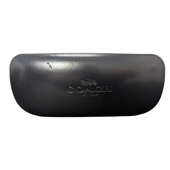 COACH BLACK HARD LEATHER CLAMSHELL GLASSES SUNGLASS HARD SHELL CASE