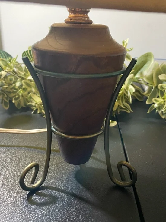 Dark Brown Wood Lantern Accent with Black Metal Stand