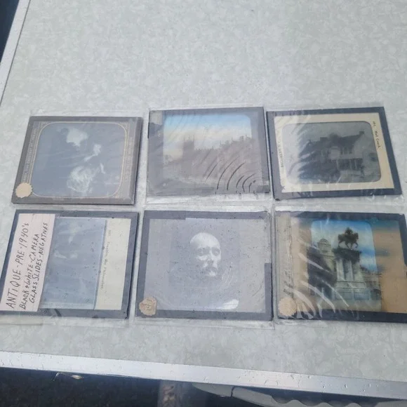 Lot of Six Antique Lantern Glass Slides Philadelphia NYC Scopticon Crystal