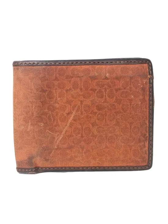 Coach Mens Brown Signature C Canvas Bifold Wallet