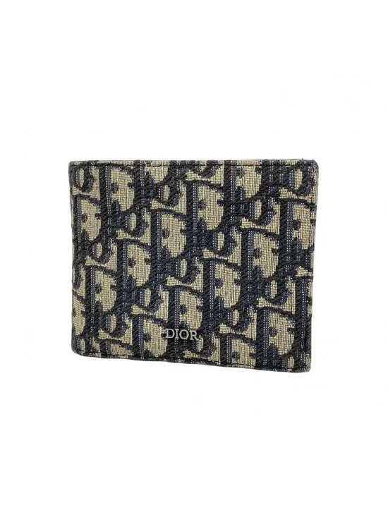 Dior Wallet Trotter Canvas Navy Silver