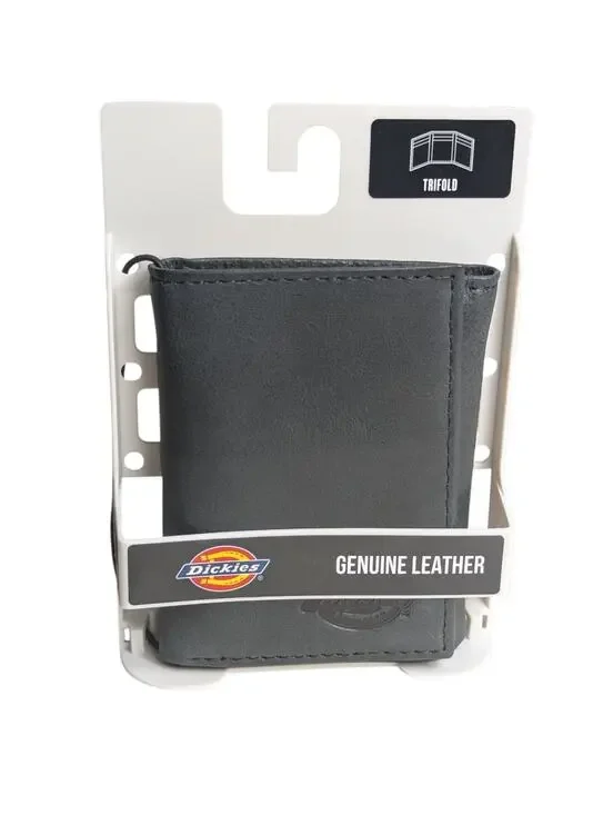 Dickies Genuine Leather Trifold Men's Wallet Black 31DI110007 New Free Shipping